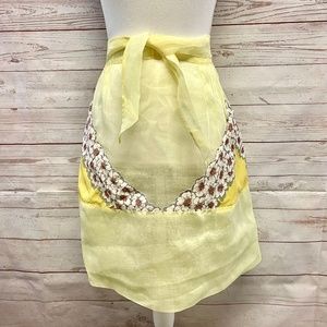 Vintage chiffon sheer floral half apron